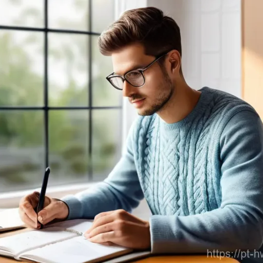 효과적인 습관 스택킹으로 긍정적인 변화 만들기 - **Prompt:** A bright and organized home office scene. A young adult, dressed in comfortable but mode...