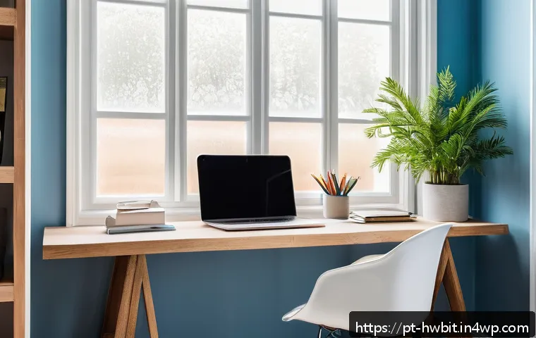 효과적인 습관 스택킹을 위한 지원 시스템 구축하기 - A modern, well-organized home office bathed in natural daylight from large windows, featuring a clea...